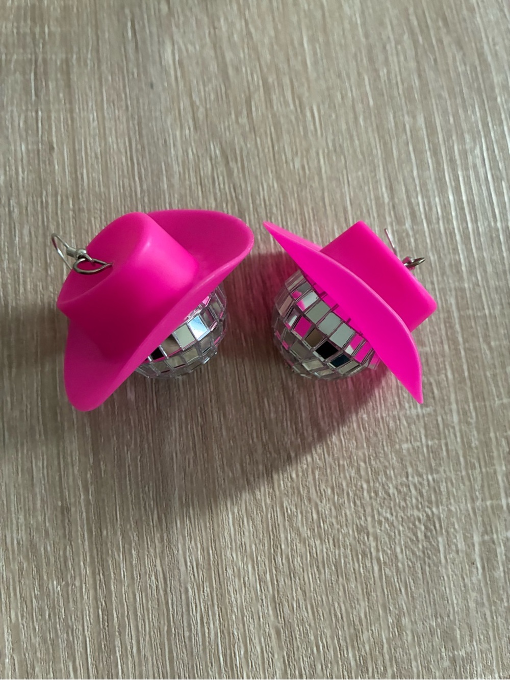 Hot Pink Disco Hat Earrings - Women's Accessories